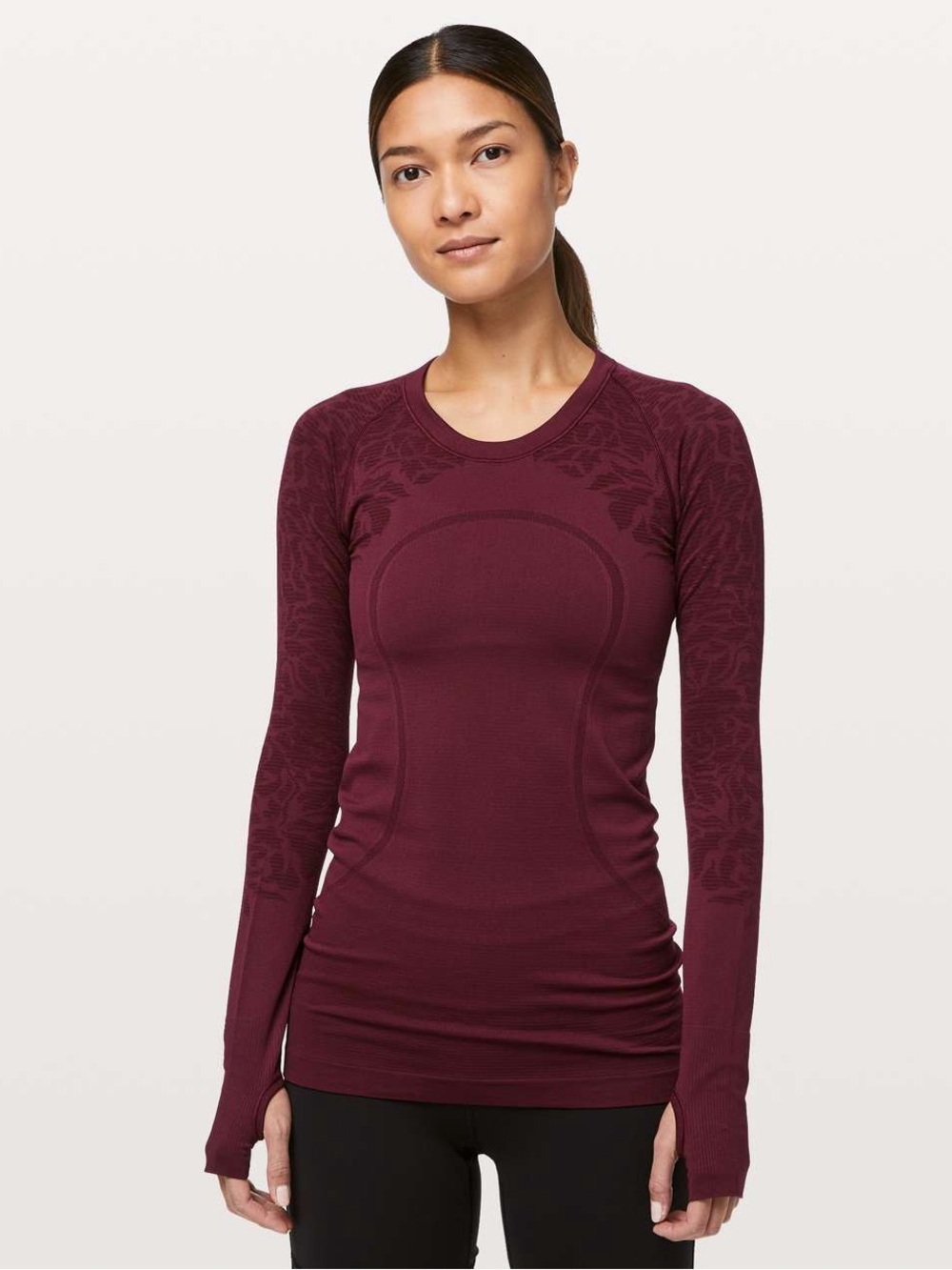 Lululemon Swiftly Tech Long Sleeve | Size 8 | Red Floral | Thumbholes - Picture 2 of 11
